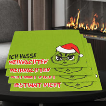 Laden Sie das Bild in den Galerie-Viewer, KAMACA 4er Set Tischsets/Platzsets Platzmatten GRÜN abwaschbar & rutschfest Eyecatcher Winter Advent Weihnachten Größe 30x45 cm (4er Set Filz Weihnachts - Muffel)