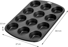 Laden Sie das Bild in den Galerie-Viewer, Original Kaiser Inspiration Muffinform Blech für 12 Muffins, Muffin Backblech 38 x 27 cm, beschichtet, Standardgröße, Cupcake Formen, Muffinblech