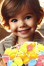 Laden Sie das Bild in den Galerie-Viewer, 72 Bunte Ostereier Bunt 4cm aus Kunststoff mit Bändchen zum Aufhängen Hängedeko für Osterstrauß Kunststoffeier Osterdeko Deko zu Ostern Osterzeit