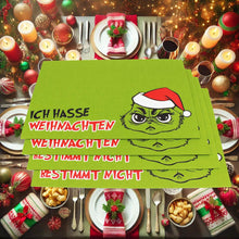 Laden Sie das Bild in den Galerie-Viewer, KAMACA 4er Set Tischsets/Platzsets Platzmatten GRÜN abwaschbar & rutschfest Eyecatcher Winter Advent Weihnachten Größe 30x45 cm (4er Set Filz Weihnachts - Muffel)