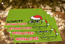 Laden Sie das Bild in den Galerie-Viewer, KAMACA 4er Set Tischsets/Platzsets Platzmatten GRÜN abwaschbar & rutschfest Eyecatcher Winter Advent Weihnachten Größe 30x45 cm (4er Set Filz Weihnachts - Muffel)