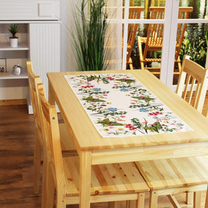 Tischläufer SOMMERBLUMEN 40x90 cm Tischdecke Frühling Sommer Bunt Blumen Waschbar Küche Esstisch Dekor waschbare Tisch Dekoration