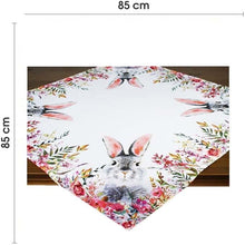 Laden Sie das Bild in den Galerie-Viewer, Tischdecke Mitteldecke SÜSSER HASE Frühling Ostern 85x85 cm Hasen Dekor Bunt Waschbar Küche Esstisch Tisch Dekoration
