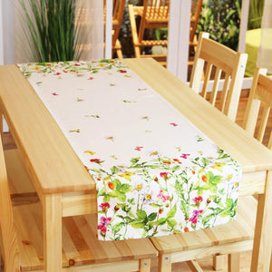Tischläufer 40x140 WIESENBLUMEN hochwertiges Druck-Motiv mit Blumen Frühling Sommer
