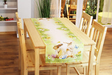 Laden Sie das Bild in den Galerie-Viewer, Tischläufer VERSPIELTE HASEN Frühling Ostern 40x140 cm Hasen Dekor Bunt Waschbar Küche Esstisch Tisch Dekoration
