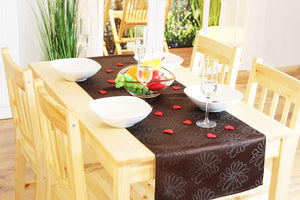 Tischläufer BLÜTEN MEER 40x140 cm in BRAUN mit Fleckschutz Frühling Ostern Blumen Bunt Waschbar Lotus Effekt Küche Esstisch Tisch Dekoration