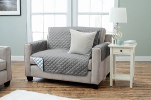 Sesselschoner 2 Sitzer Sofa Sesselauflage RELAX mit Armlehnen Taschen grau hellgrau