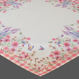Tischdecke BLUMENWIESE 85x85 cm Tischdecke Frühling Sommer Blumen Waschbar Küche Esstisch Dekor waschbare Tisch Dekoration