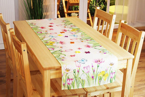 Tischläufer TULPENPRACHT 40x140 cm Tischdecke Frühling Sommer Bunt Blumen Waschbar Küche Esstisch Dekor waschbare Tisch Dekoration