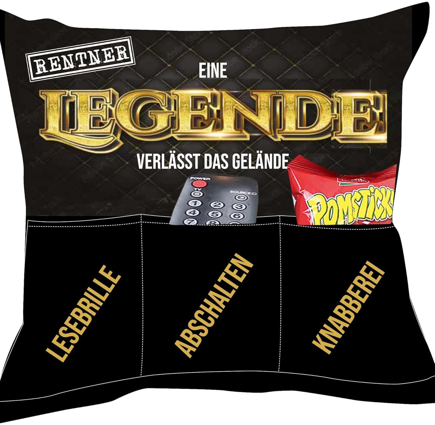 Dekokissen RENTNER Kissen mit 3 Taschen zum selber Befüllen Größe 43x43 cm tolles Geschenk für einen lieben Menschen Ruhestand