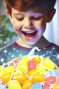 96 Bunte Ostereier Bunt 4cm aus Kunststoff mit Bändchen zum Aufhängen Hängedeko für Osterstrauß Kunststoffeier Osterdeko Deko zu Ostern Osterzeit