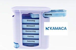 KAMACA 2 er Pack ( = 2 Stück ) praktischer Medikamentendosierer 14 Tage mit 4 Fächern pro Tag, Pillendose,Pillenbox, Tablettenbox, Wochendosierer (2er Set - 2 Wochen)