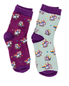 KAMACA 4er Set Paar Magische Socken für Kinder Kindersocken mit Baumwolle Party Mitgebsel Kindergeburtstag Magic Socks (4er Set Kindersocken Comic Einhorn)