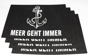 KAMACA 4er Set Tischsets Platzsets Platzmatten aus Filz MARITIM abwaschbar & rutschfest Platzdeckchen grau Eyecatcher (4er Set Filz Meer geht immer anthrazit)