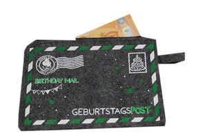 KAMACA 3er Set Geldgeschenkverpackung mit Sprüchen für Geldgeschenke kleine Geschenke Geschenkverpackung Geld Gutschein Geburtstag (3er Set Filz Geburtstagspost)