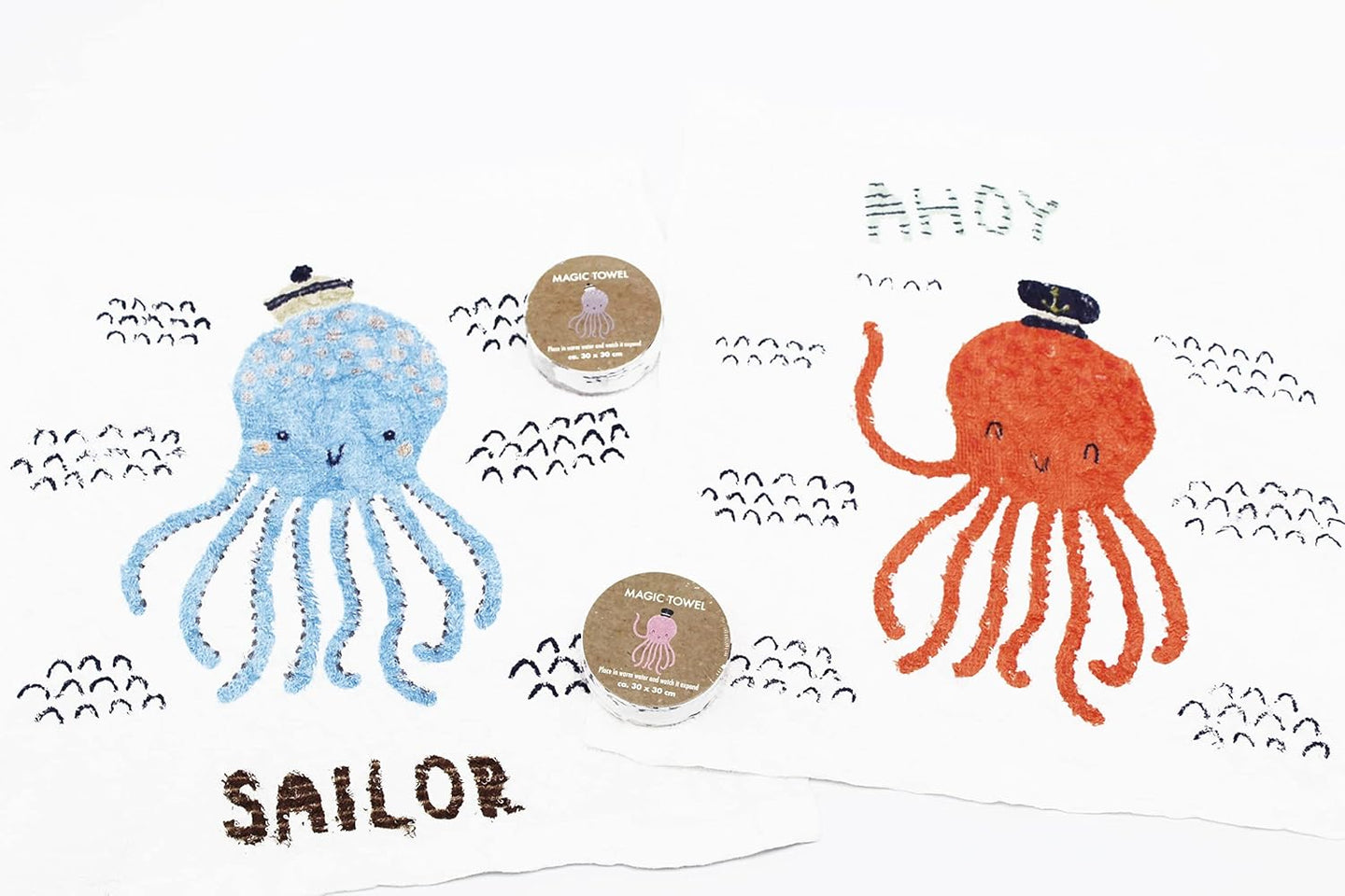 4er Set Magisches Handtuch OKTOPUS für Kinder Zauberhandtuch Mitgebsel Geschenkidee Kindergeburtstag Geschenk Reisen