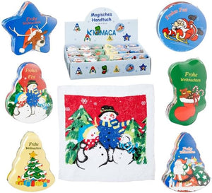 6 er Set Magische Handtücher SANTA & FRIENDS Weihnachten Adventskalender Mitgebsel Mitbringsel