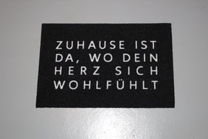 KAMACA Fußmatte Schmutzfangmatte mit Spruch Zuhause ist da, wo dein Herz sich wohlfühlt 40x60 cm rutschfest originelle Begrüßung an der Wohnungstür (Türmatte Herz 40x60)