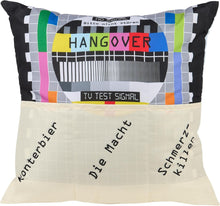 Laden Sie das Bild in den Galerie-Viewer, Originelles Dekokissen Wendekissen HAPPY BIRTHDAY + HANGOVER Kissen mit 3 Taschen zum selber Befüllen Größe 43x43 cm tolles Geschenk Geburtstag
