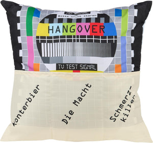 Originelles Dekokissen Wendekissen HAPPY BIRTHDAY + HANGOVER Kissen mit 3 Taschen zum selber Befüllen Größe 43x43 cm tolles Geschenk Geburtstag