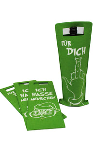 4er Set Flaschentaschen Wein aus Filz Geschenktasche für Weinflaschen mit lustigem Spruch Geschenkverpackung Wein Geschenktasche für Weinflaschen (4er Set Filz Weihnachts-Muffel)