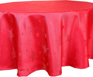 Lotus Effekt Tischdecke MAGIC STARS 160 cm rund in rot mit Sternen Motiv FLECKSCHUTZ Winter Weihnachten