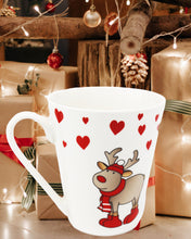 Laden Sie das Bild in den Galerie-Viewer, KAMACA Kaffeebecher Becher Tasse Weihnachtstasse für einen lieben Menschen tolles Geschenk Kollegen Büro Alltag Winter Weihnachten (Süßes Rentier)
