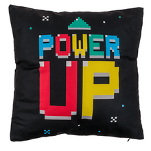 Laden Sie das Bild in den Galerie-Viewer, Flauschig gefülltes Wendekissen GAME OVER und POWER UP 40x40 cm mit Reißverschluss Kissen mit Füllung tolles Geschenk für Gamer
