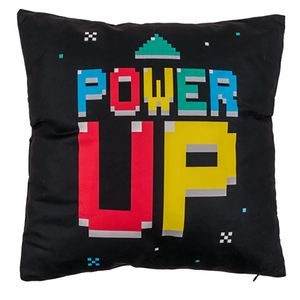 Flauschig gefülltes Wendekissen GAME OVER und POWER UP 40x40 cm mit Reißverschluss Kissen mit Füllung tolles Geschenk für Gamer