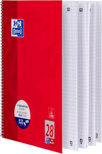 Laden Sie das Bild in den Galerie-Viewer, 3er Set OXFORD Schule Collegeblock A4 28 rot  (220 x 295 mm), 80 Blatt, kariert Doppelrand, 90 g/m², 4fach gelocht
