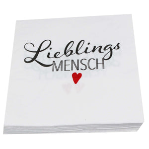 KAMACA 80 Servietten Papierservietten mit Spruch „Lieblingsmensch" stillvolle Tischdeko Feier Fest Weihnachten