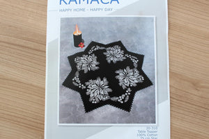 KAMACA Stickpackung Kreuzstich vorgezeichnet Baumwolle komplettes Stickset mit Stickvorlage Stickerei-Kit zum Selbersticken Erwachsene (Weihnachts – Stern schwarz 75x75 cm)