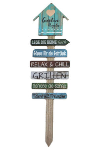 KAMACA Gartenschild aus Holz mit Gartenregeln großer Gartenstab Gartenstecker Deko Schild ein dekorativer Hingucker für Ihren Garten (XL Gartenschild Holz Wegweiser)