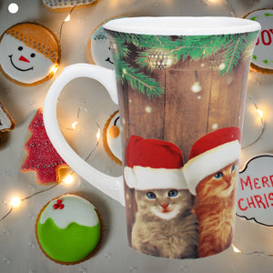 KAMACA XL Kaffeebecher Becher Tasse Weihnachtstasse für einen lieben Menschen tolles Geschenk Kollegen Büro Alltag Winter Weihnachten (Weihnachts - Katzen)