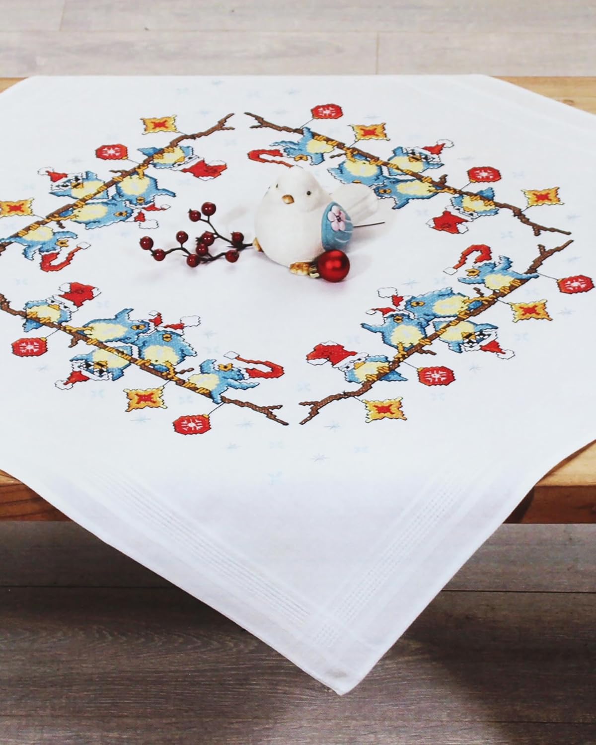 Awesocrafts Kreuzstich-Set 'Glücklich Weihnachten' – Vorgebedruckt, Inkl. Stoff, Garn, Nadel, Anleitung