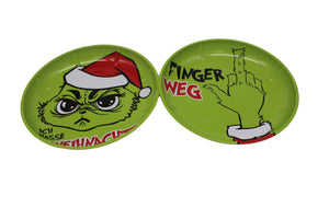 KAMACA 4er SET Weihnachtsteller Keksteller aus Metall Weihnachts- oder Nikolaus- Teller für Kekse, Gebäck, Stollen und Süßes (4er Set Gebäckteller Weihnachts-Muffel GRÜN)