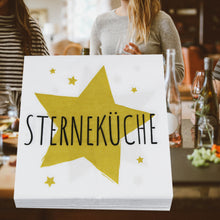 Laden Sie das Bild in den Galerie-Viewer, KAMACA 80 Servietten Papierservietten mit Spruch „Sterneküche&quot; stillvolle Tischdeko Feier Fest Weihnachten
