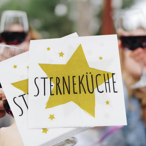 KAMACA 80 Servietten Papierservietten mit Spruch „Sterneküche" stillvolle Tischdeko Feier Fest Weihnachten