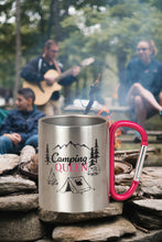 Laden Sie das Bild in den Galerie-Viewer, KAMACA Edelstahl Thermobecher Camping Tasse 200 ml mit Karabiner-Henkel Metall-Becher für  Camping &amp; Outdoor Wandern Trekking Campen Silber (Camping Queen)
