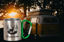 Laden Sie das Bild in den Galerie-Viewer, KAMACA Edelstahl Thermobecher Camping Tasse 200 ml mit Karabiner-Henkel Metall-Becher für  Camping &amp; Outdoor Wandern Trekking Campen Silber (Wander - Becher)
