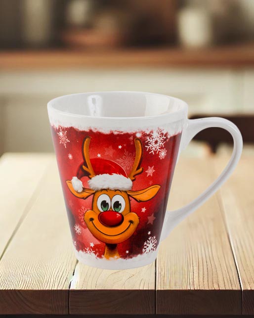 KAMACA Kaffeebecher Becher Tasse Weihnachtstasse für einen lieben Menschen tolles Geschenk Kollegen Büro Alltag Winter Weihnachten (Lustiges Rentier)