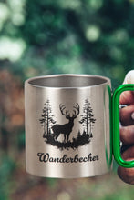 Laden Sie das Bild in den Galerie-Viewer, KAMACA Edelstahl Thermobecher Camping Tasse 200 ml mit Karabiner-Henkel Metall-Becher für  Camping &amp; Outdoor Wandern Trekking Campen Silber (Wander - Becher)
