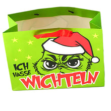 Laden Sie das Bild in den Galerie-Viewer, KAMACA 6er Set Geschenktaschen Papier Geschenktüten mit Weihnachtsmotiv Weihnachtstüte mit lustigem Spruch Weihnachten Nikolaus (6er Set Festtags-Muffel HxBxT 21 x 27 x 10)
