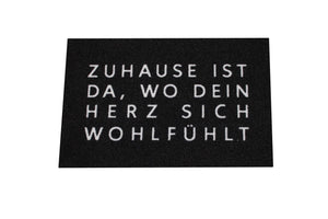 KAMACA Fußmatte Schmutzfangmatte mit Spruch Zuhause ist da, wo dein Herz sich wohlfühlt 40x60 cm rutschfest originelle Begrüßung an der Wohnungstür (Türmatte Herz 40x60)