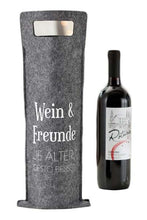 Laden Sie das Bild in den Galerie-Viewer, KAMACA 4er Set Flaschentaschen Geschenktüten für Wein aus Filz Weintasche mit lustigem Spruch Geschenkverpackung Wein Geschenktasche für Weinflaschen (4er Set Filz Wein)
