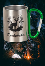 Laden Sie das Bild in den Galerie-Viewer, KAMACA Edelstahl Thermobecher Camping Tasse 200 ml mit Karabiner-Henkel Metall-Becher für  Camping &amp; Outdoor Wandern Trekking Campen Silber (Wander - Becher)
