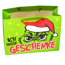 Laden Sie das Bild in den Galerie-Viewer, KAMACA 6er Set Geschenktaschen Papier Geschenktüten mit Weihnachtsmotiv Weihnachtstüte mit lustigem Spruch Weihnachten Nikolaus (6er Set Festtags-Muffel HxBxT 21 x 27 x 10)
