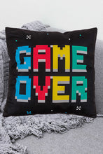 Laden Sie das Bild in den Galerie-Viewer, Flauschig gefülltes Wendekissen GAME OVER und POWER UP 40x40 cm mit Reißverschluss Kissen mit Füllung tolles Geschenk für Gamer
