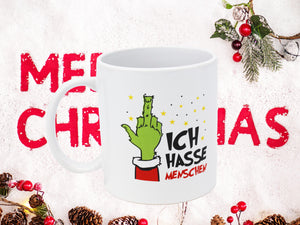 KAMACA Kaffeebecher Becher Lustige Tasse Weihnachts - Muffel Sarkasmus witzig tolles Geschenk lieben Menschen Kollegen Büro Weihnachten (Ich hasse Menschen)