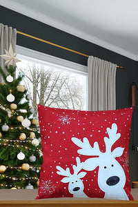 Kissenbezug 40x40 cm rot LUSTIGE ELCHE mit neugierigen Elchen und Schneeflocken filigrane Stickerei EYECATCHER Winter Weihnachten